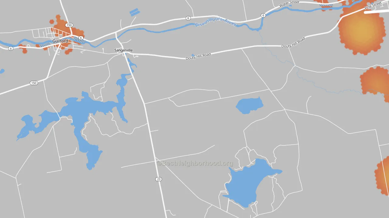 Bike Grade map of Sangerville, ME