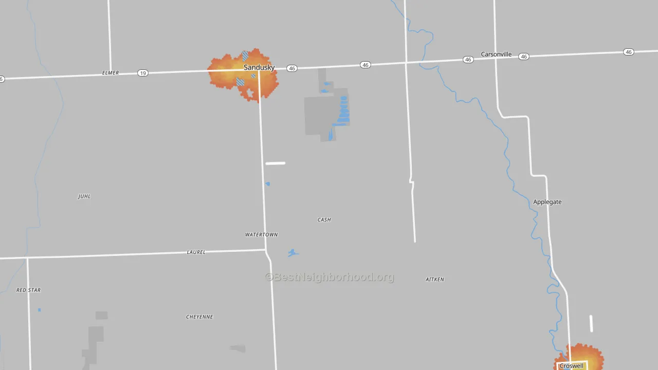 Bike Grade map of Sanilac County, MI