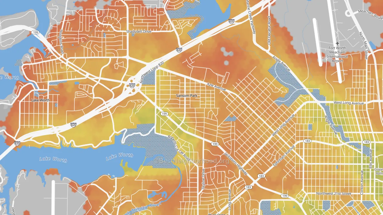 Bike Grade map of Sansom Park, TX