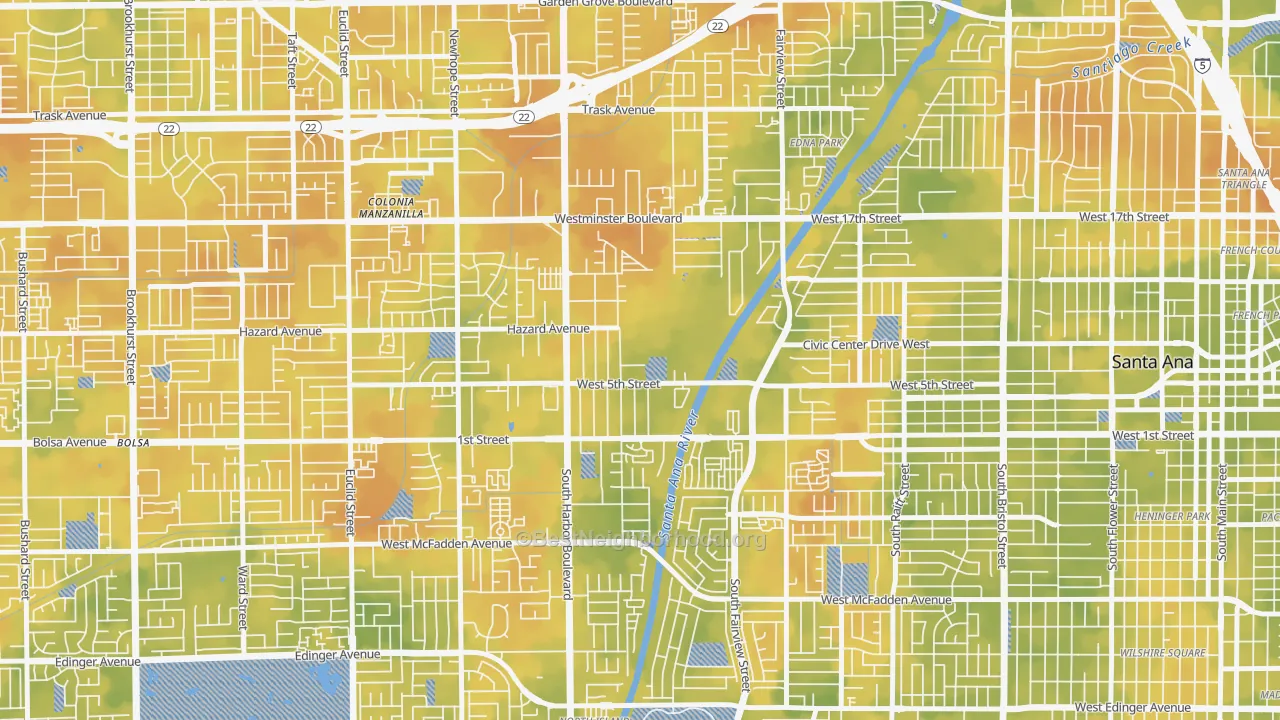 Bike Grade map of Santa Anita, Santa Ana, CA