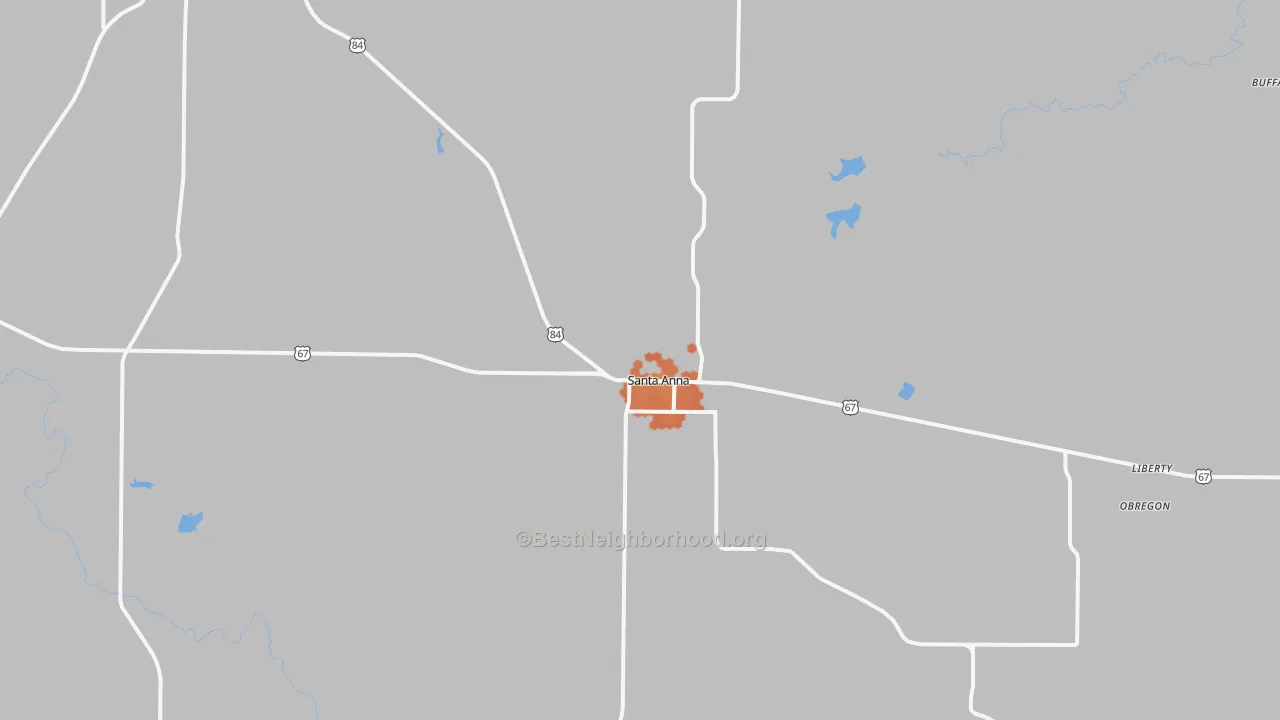 Bike Grade map of Santa Anna, TX