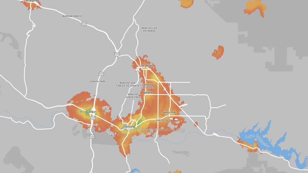 Bike Grade map of Santa Barbara County, CA