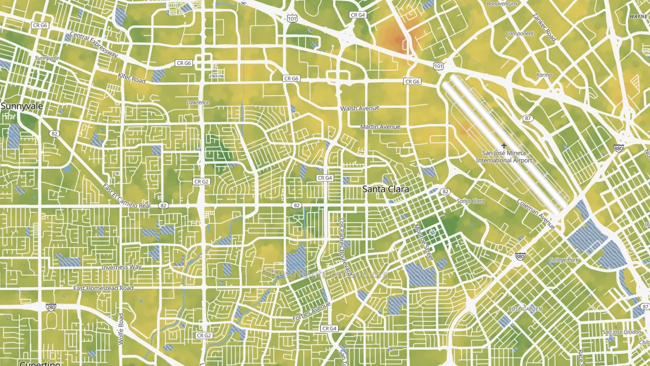 Bike Grade map of Santa Clara, CA