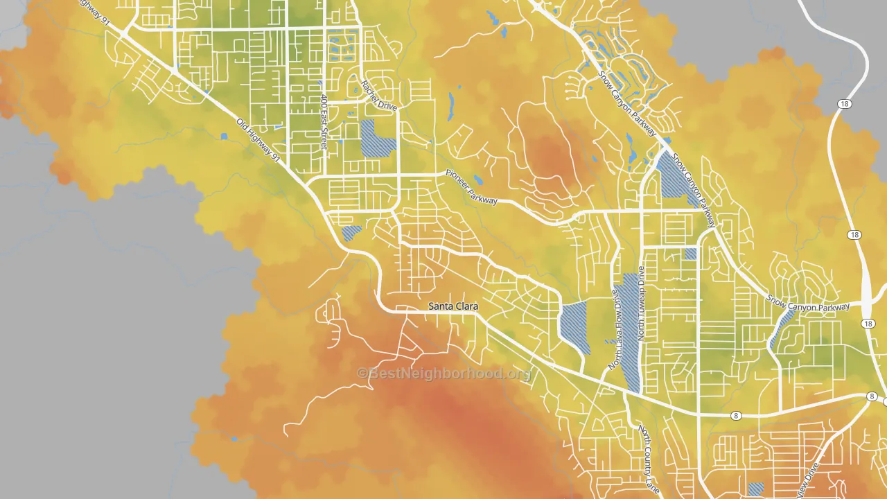 Bike Grade map of Santa Clara Heights, Santa Clara, UT