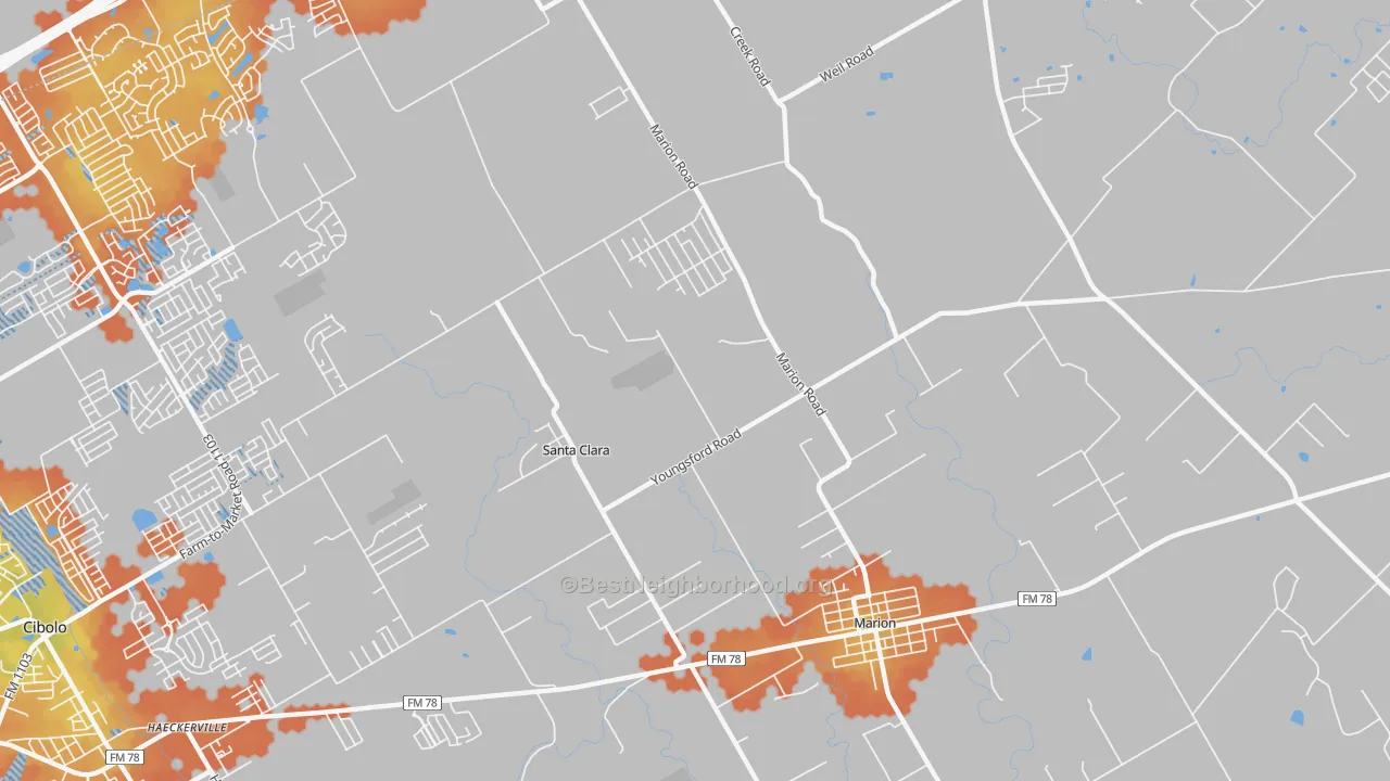 Bike Grade map of Santa Clara, TX