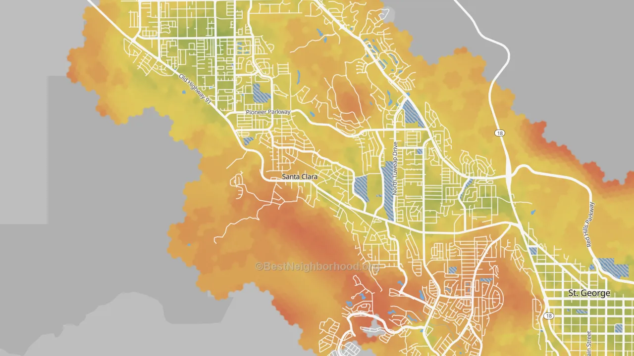 Bike Grade map of Santa Clara, UT