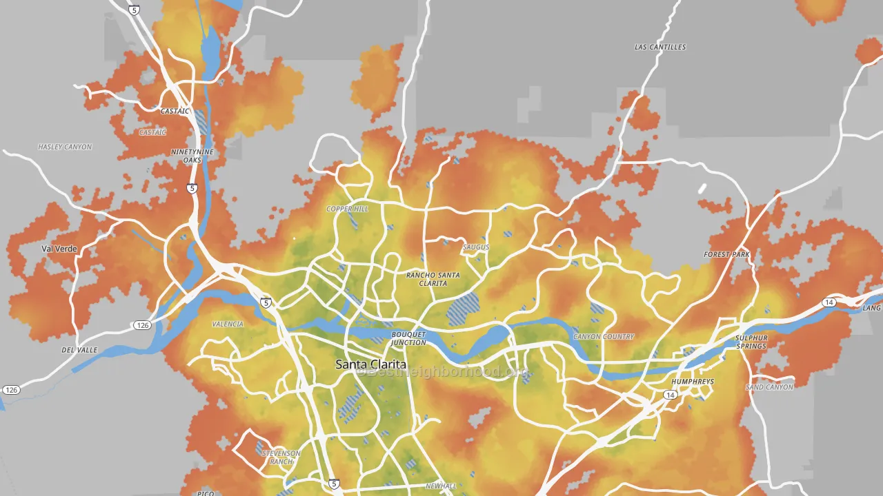 Bike Grade map of Santa Clarita, CA