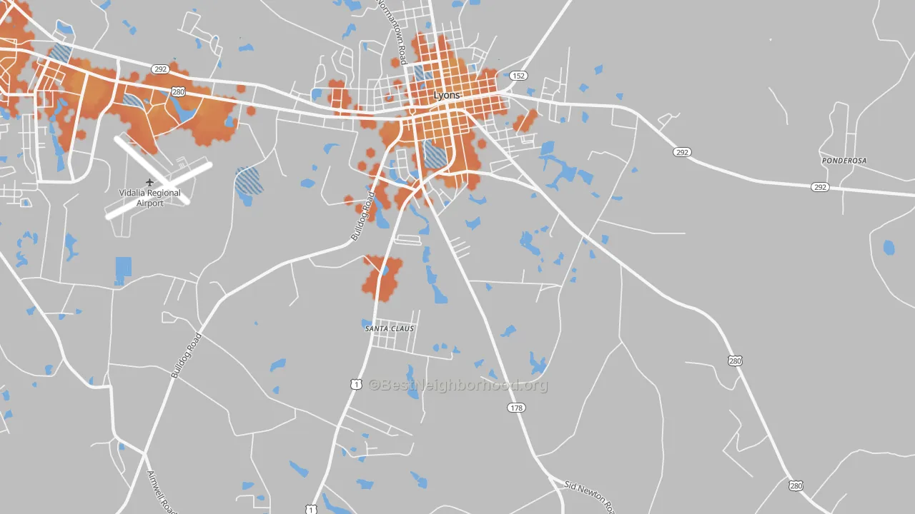 Bike Grade map of Santa Claus, GA