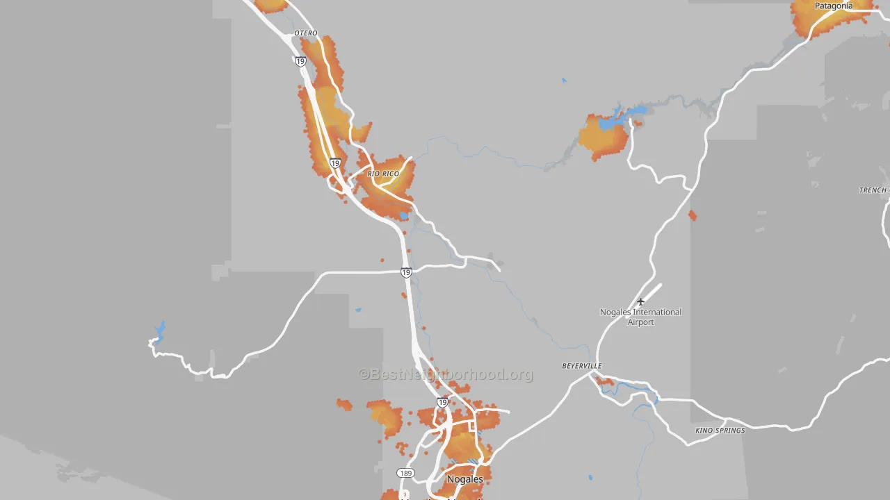 Bike Grade map of Santa Cruz County, AZ