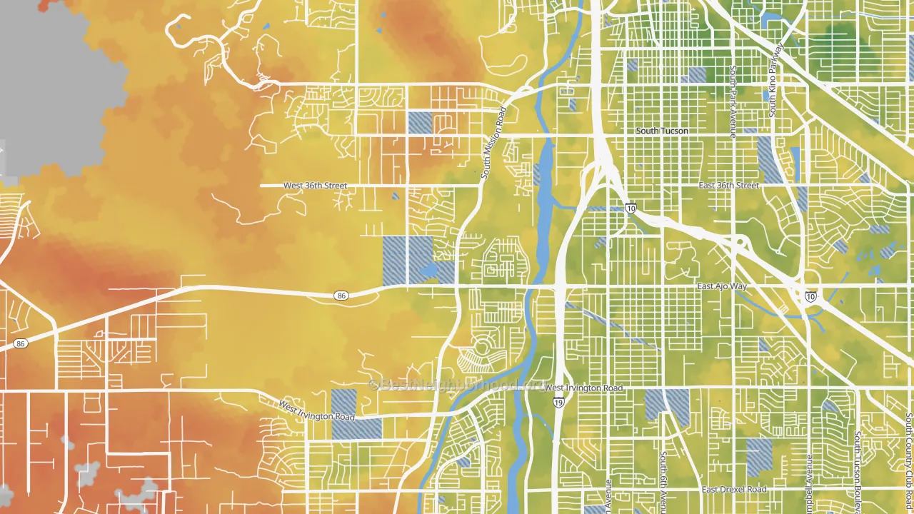 Bike Grade map of Santa Cruz Southwest, Tucson, AZ