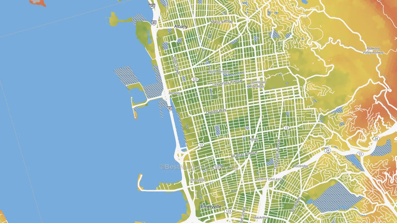 Bike Grade map of Santa Fe, Emeryville, CA