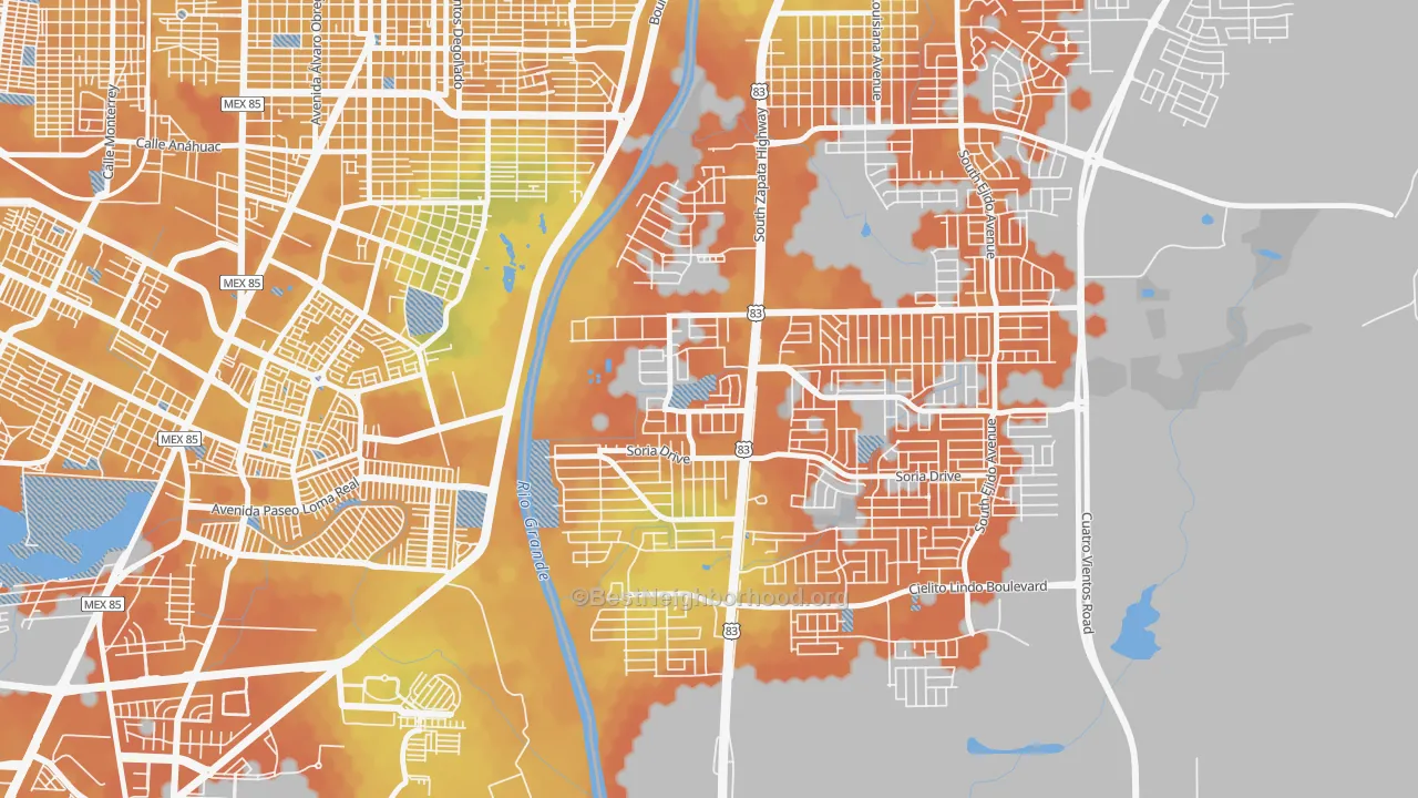 Bike Grade map of Santa Fe, Laredo, TX