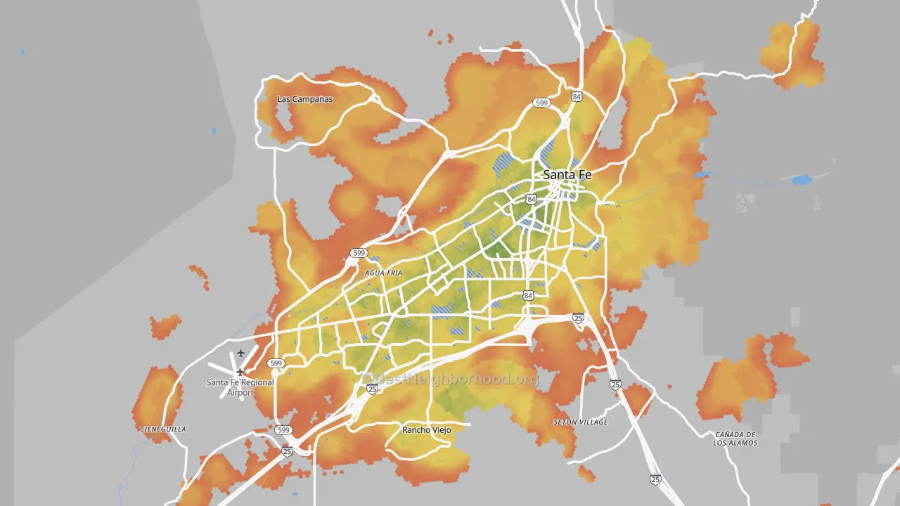 Bike Grade map of Santa Fe, NM