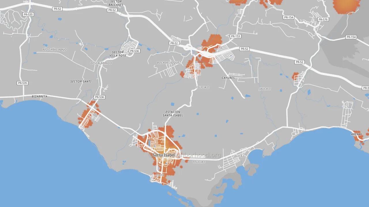 Bike Grade map of Santa Isabel Municipio, PR