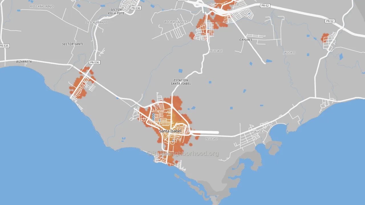 Bike Grade map of Santa Isabel, PR