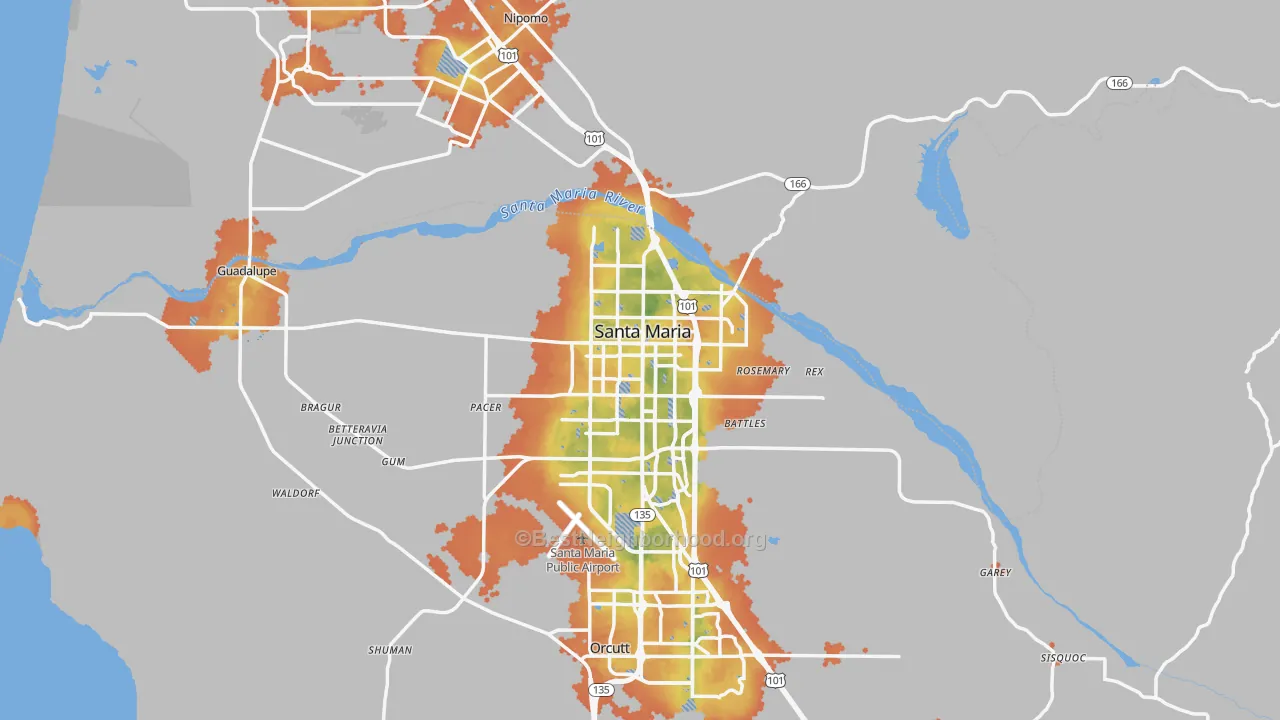 Bike Grade map of Santa Maria, CA