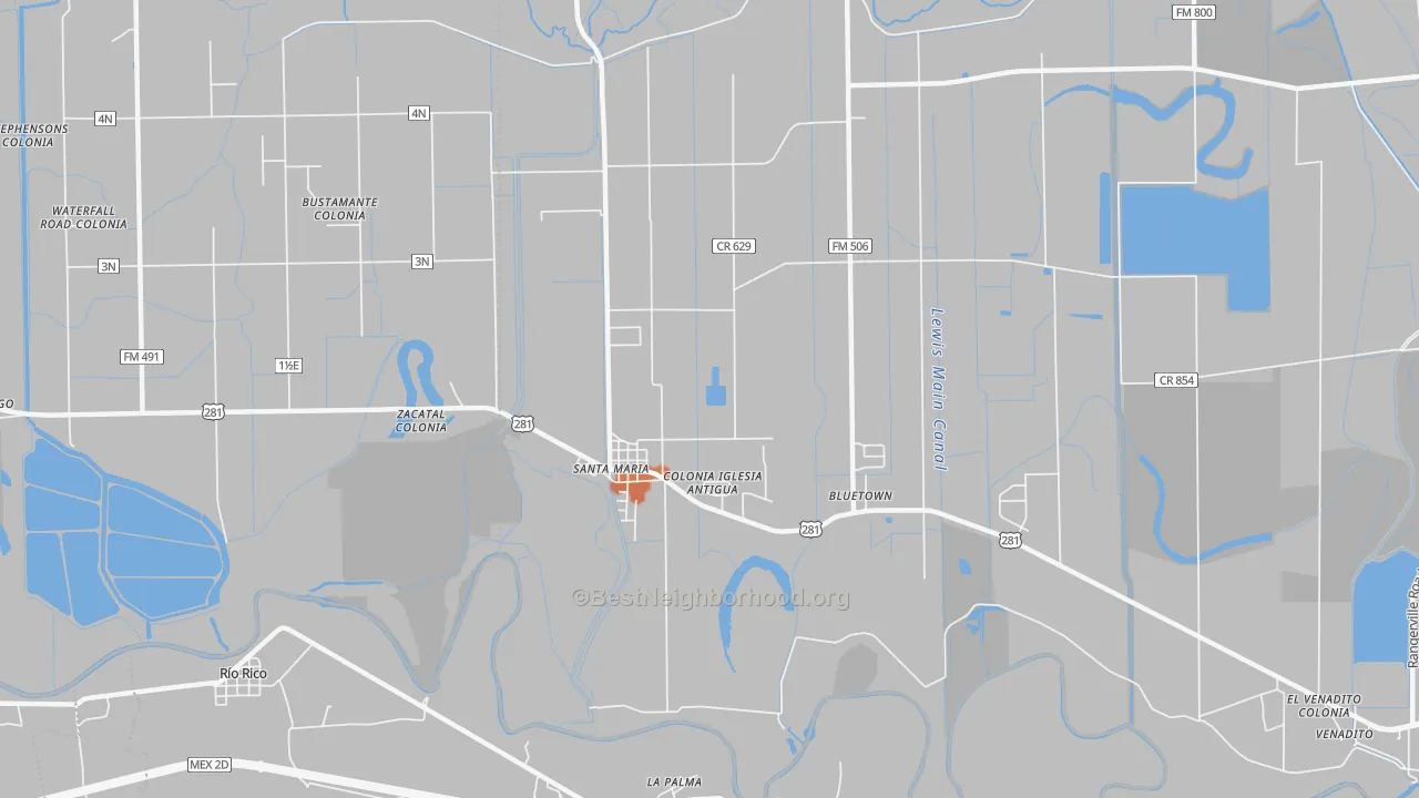 Bike Grade map of Santa Maria, TX