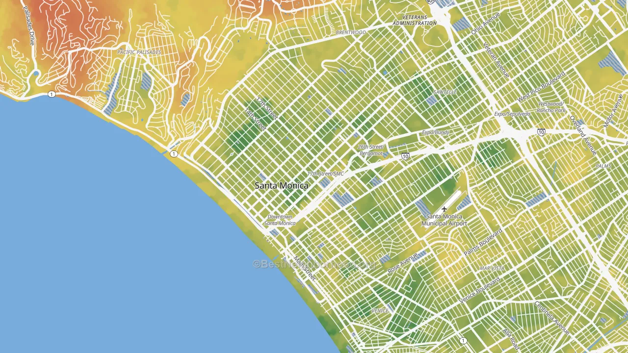 Bike Grade map of Santa Monica, CA