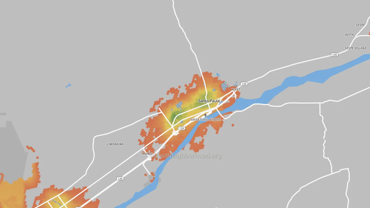 Bike Grade map of Santa Paula, CA