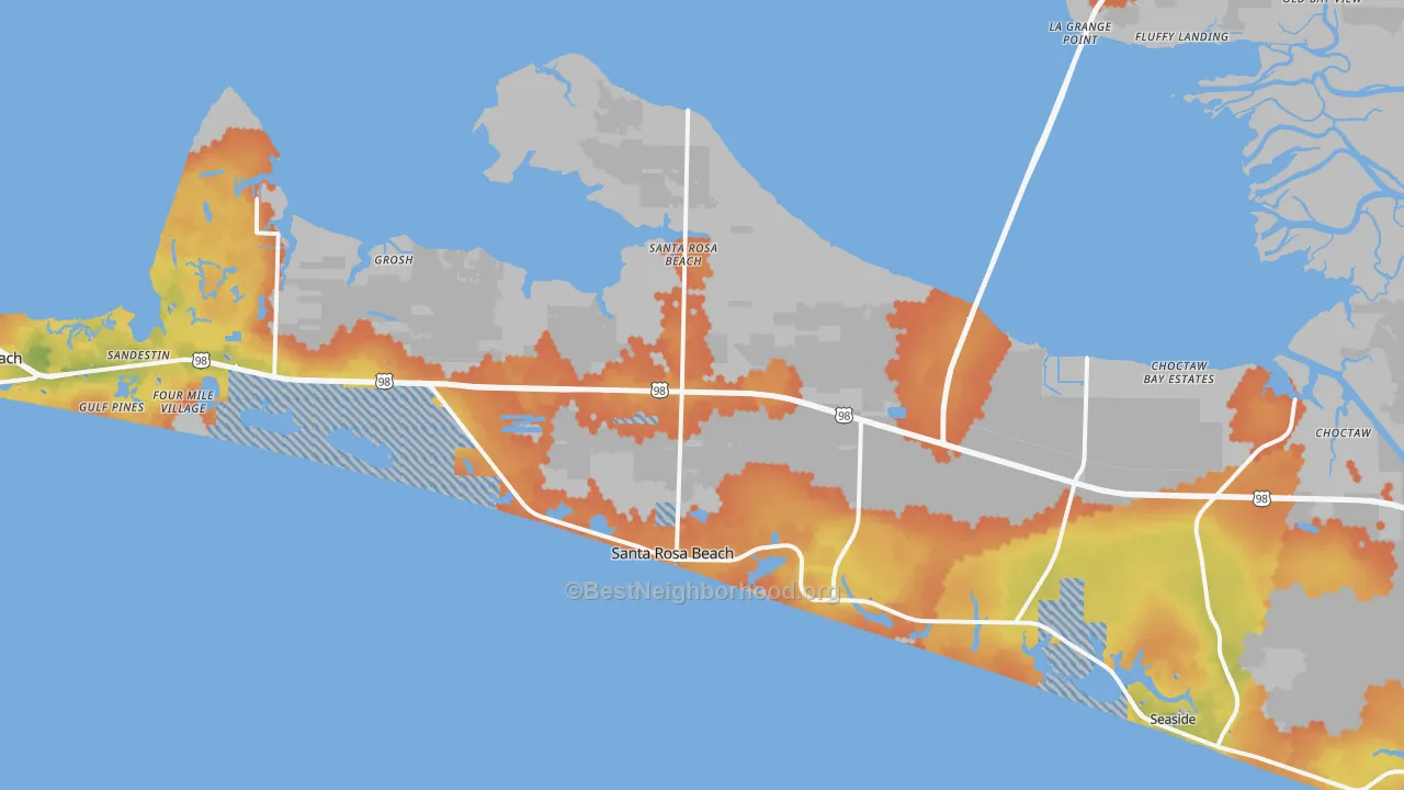 Bike Grade map of Santa Rosa Beach, FL