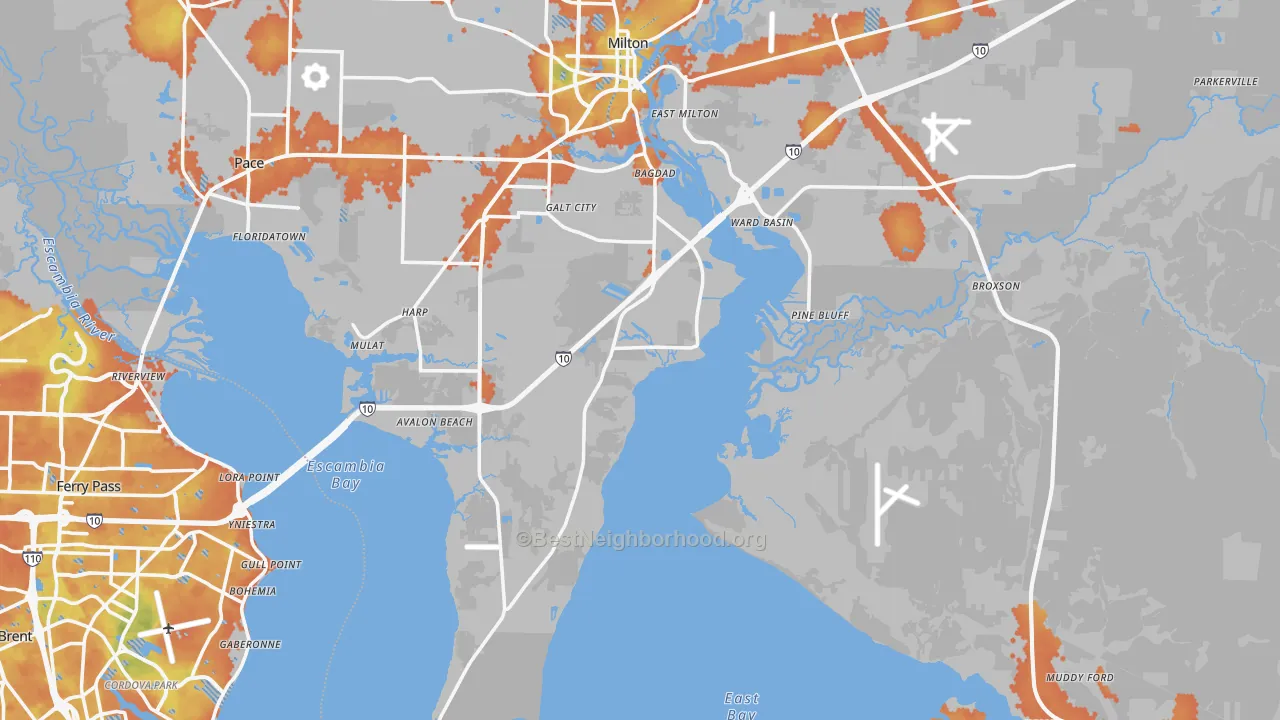Bike Grade map of Santa Rosa County, FL