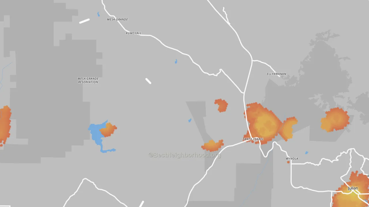 Bike Grade map of Santa Ysabel, CA