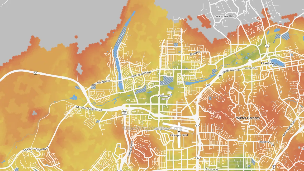 Bike Grade map of Santee, CA