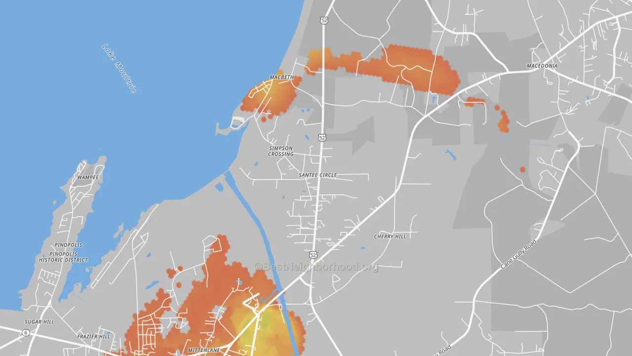 Bike Grade map of Santee Circle, SC