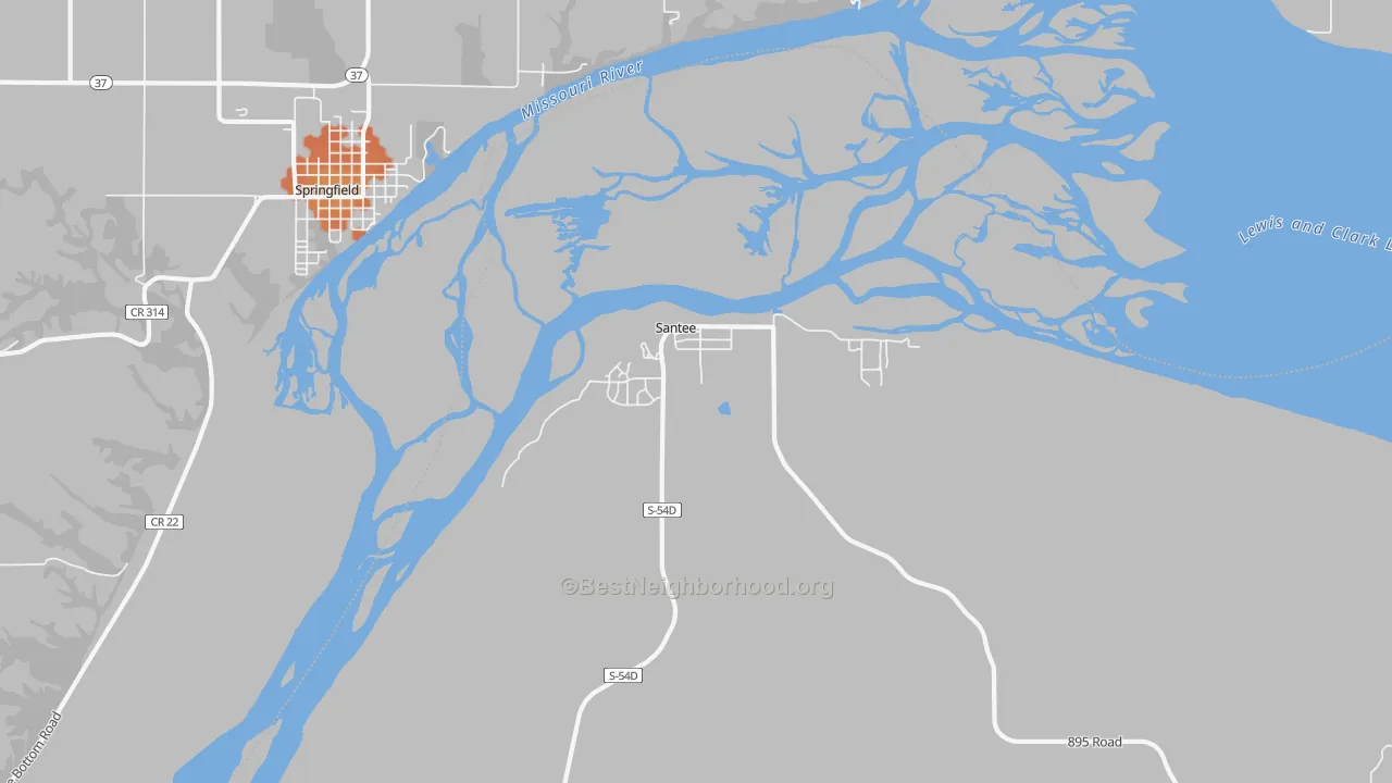 Bike Grade map of Santee, NE