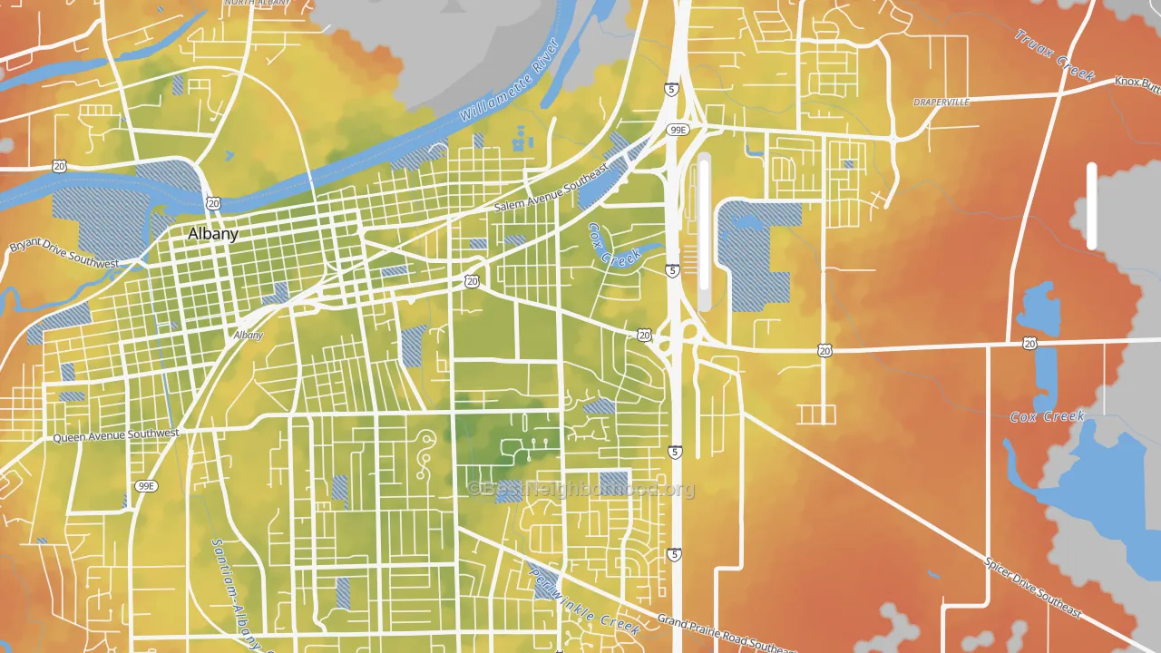 Bike Grade map of Santiam, Albany, OR
