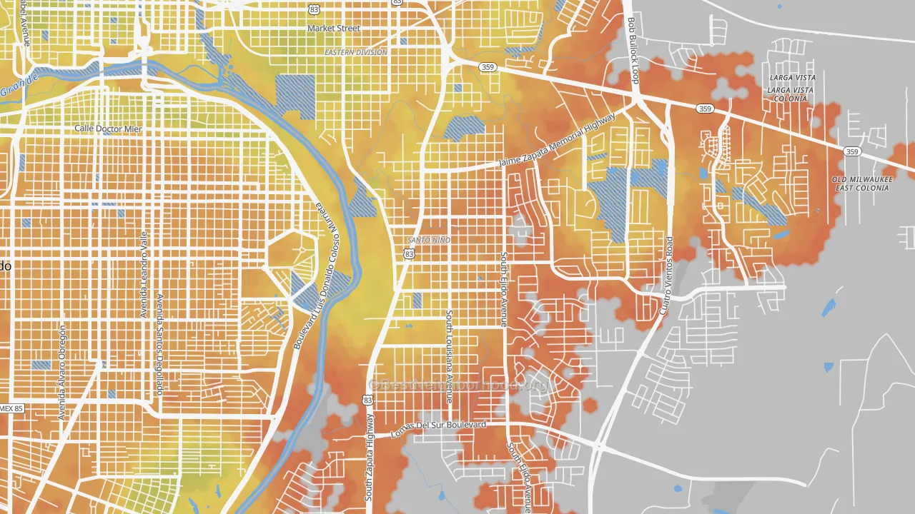 Bike Grade map of Santo Nino, Laredo, TX