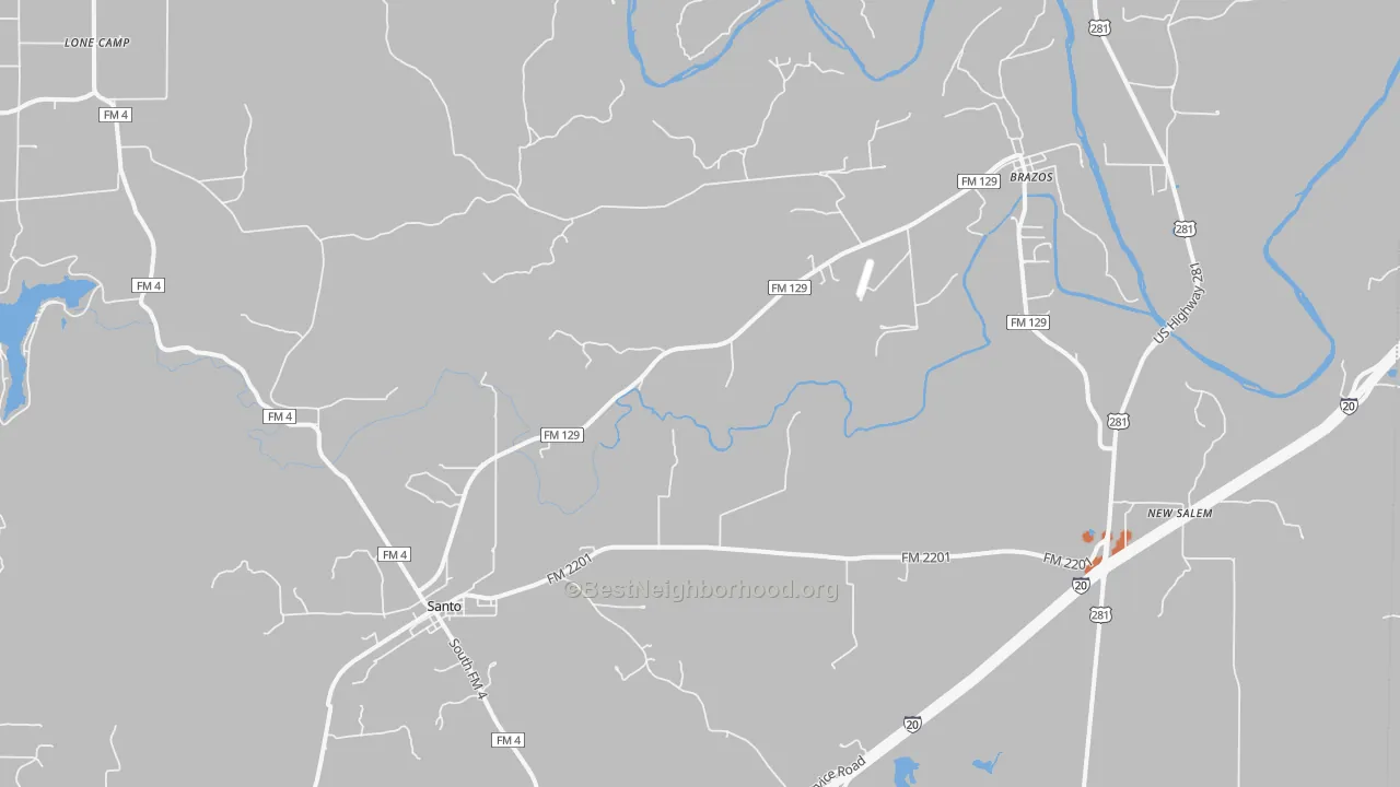 Bike Grade map of Santo, TX