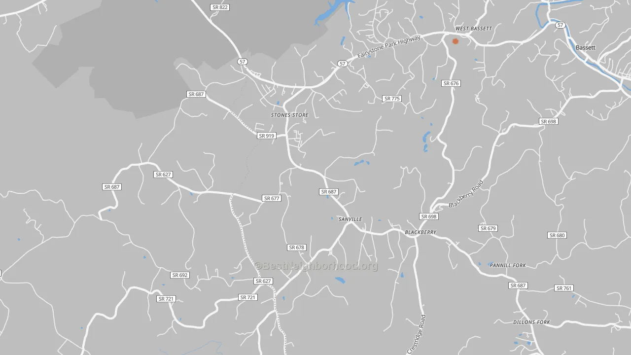 Bike Grade map of Sanville, VA