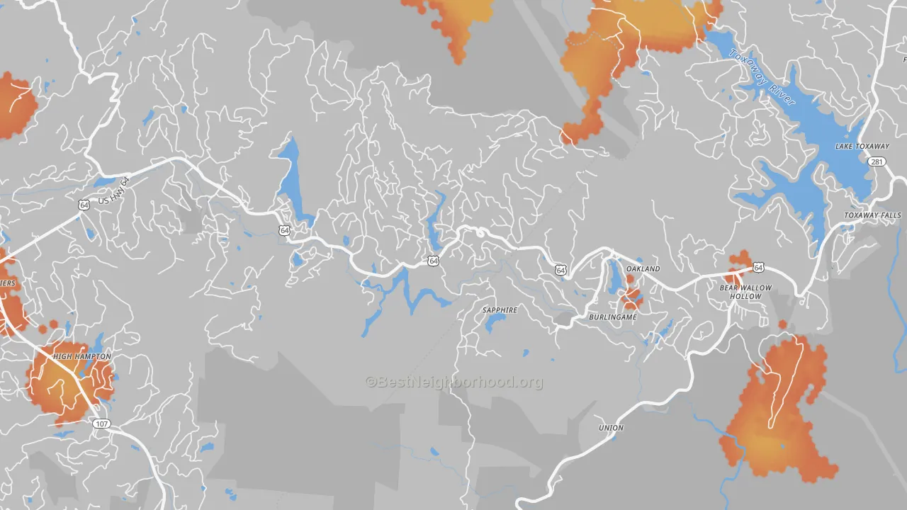 Bike Grade map of Sapphire, NC