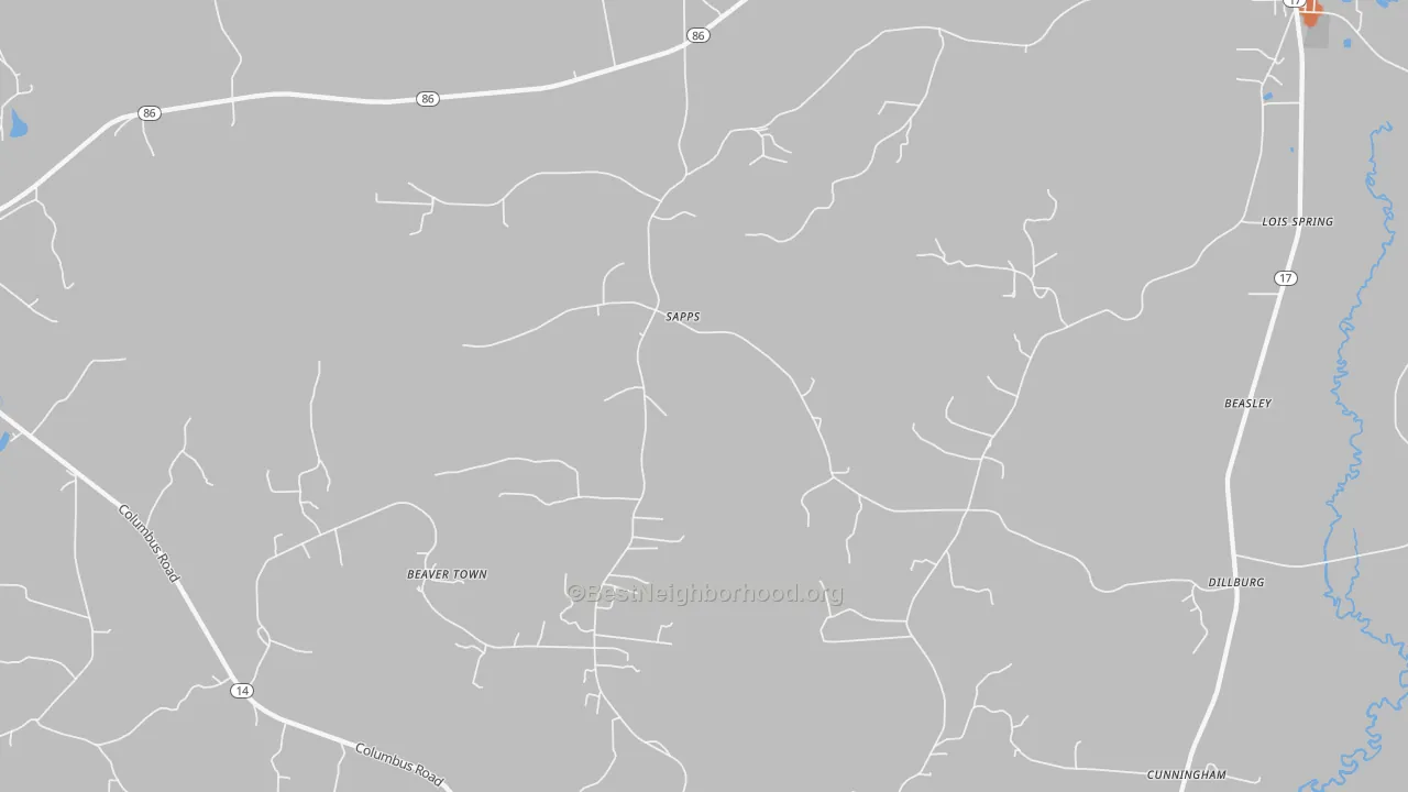 Bike Grade map of Sapps, AL