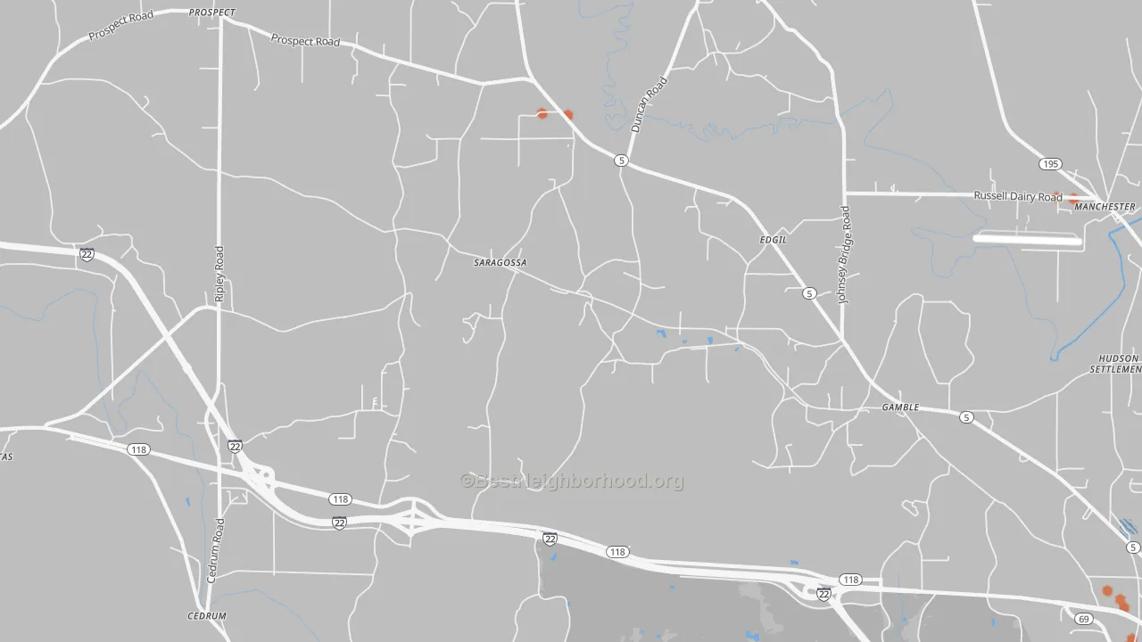 Bike Grade map of Saragossa, AL