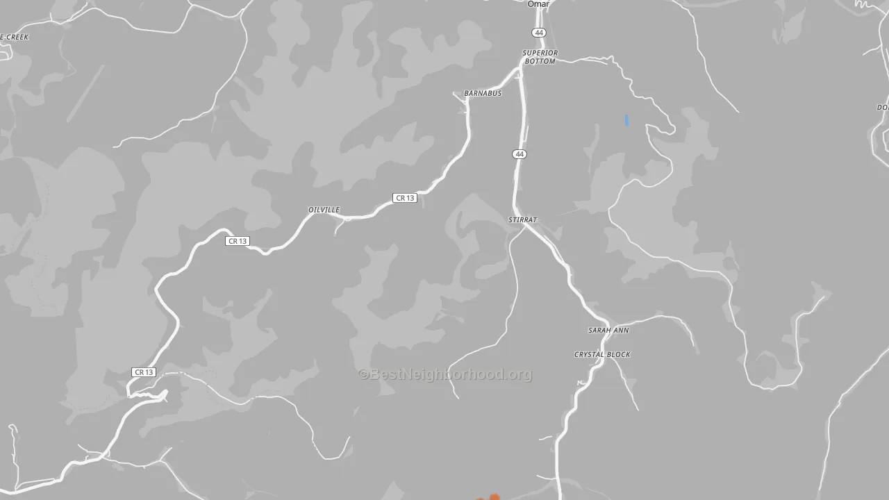 Bike Grade map of Sarah Ann, WV