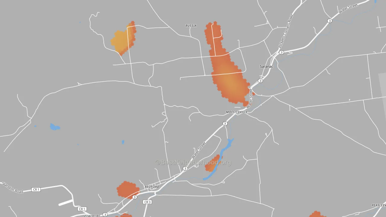 Bike Grade map of Saranac, NY