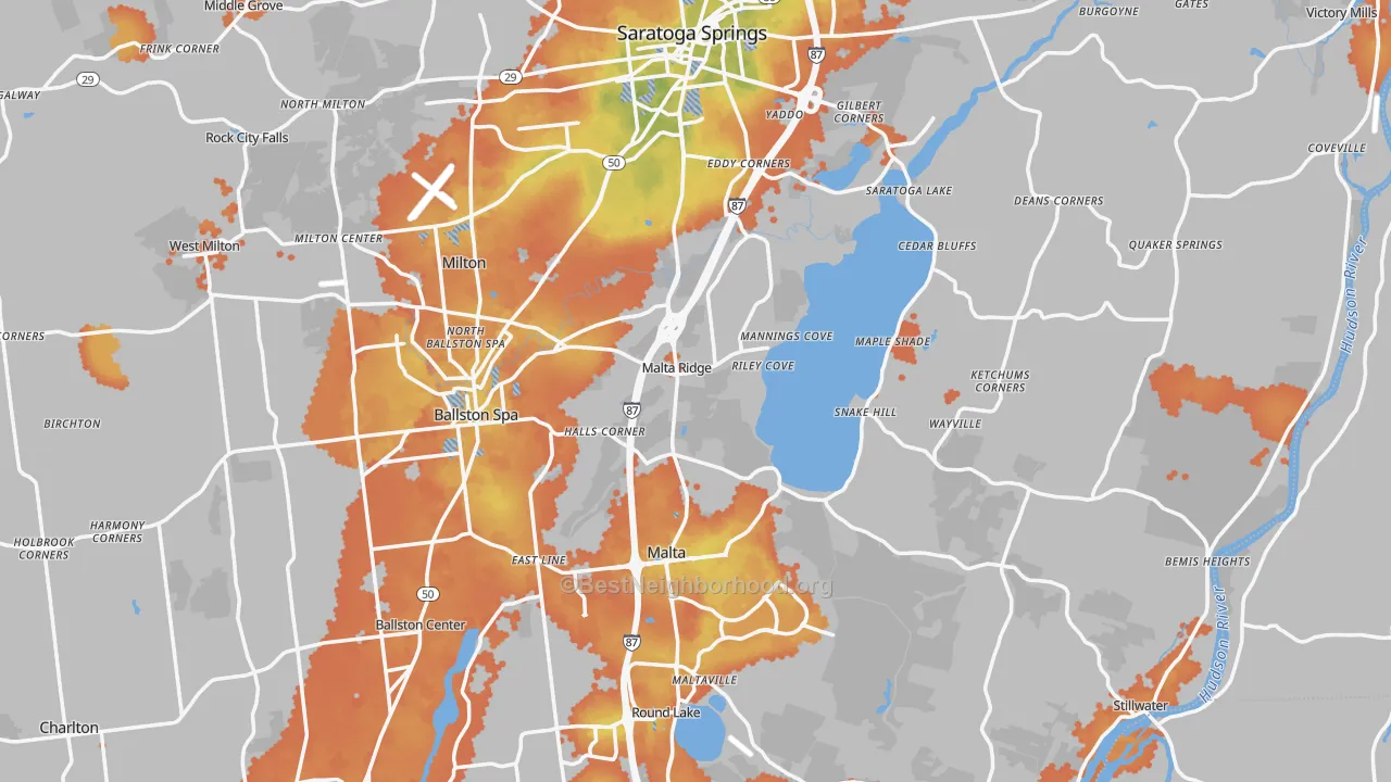 Bike Grade map of Saratoga County, NY