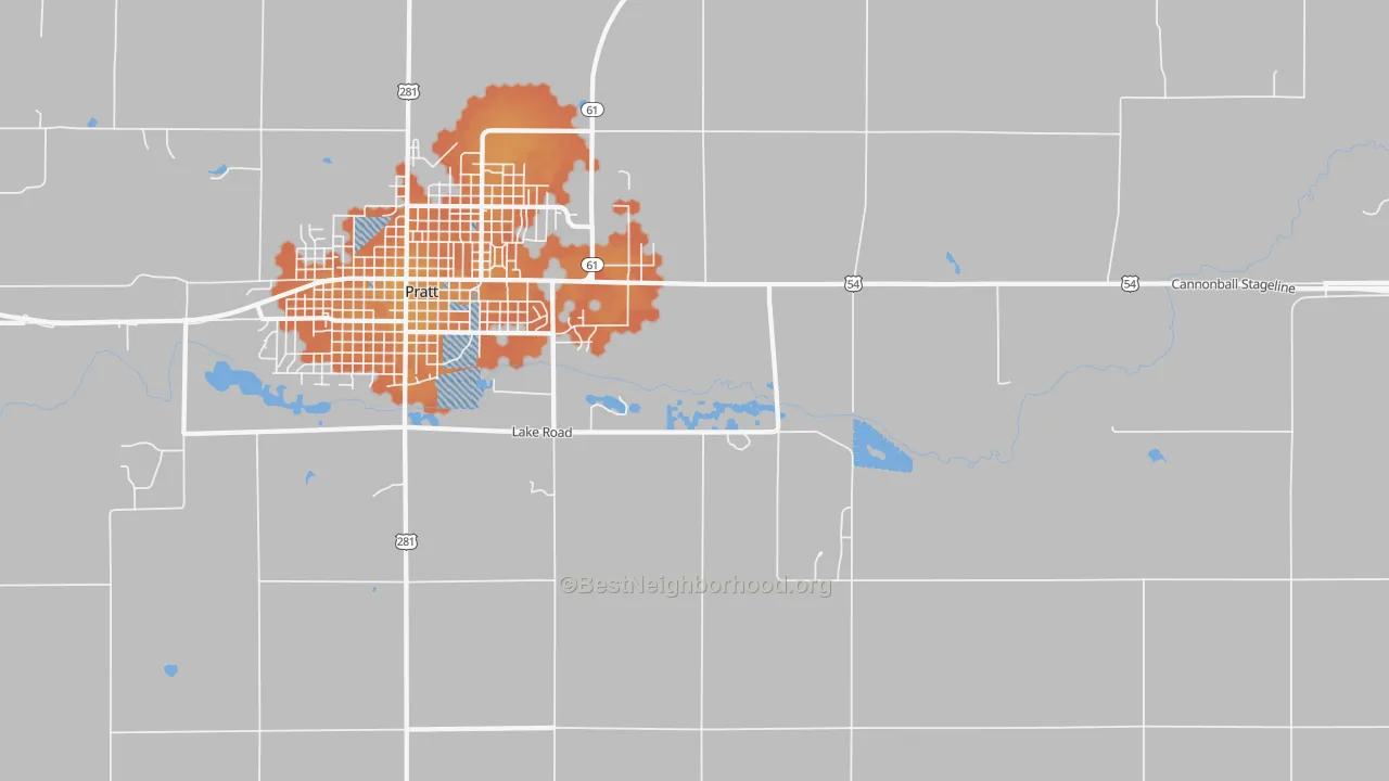 Bike Grade map of Saratoga, KS