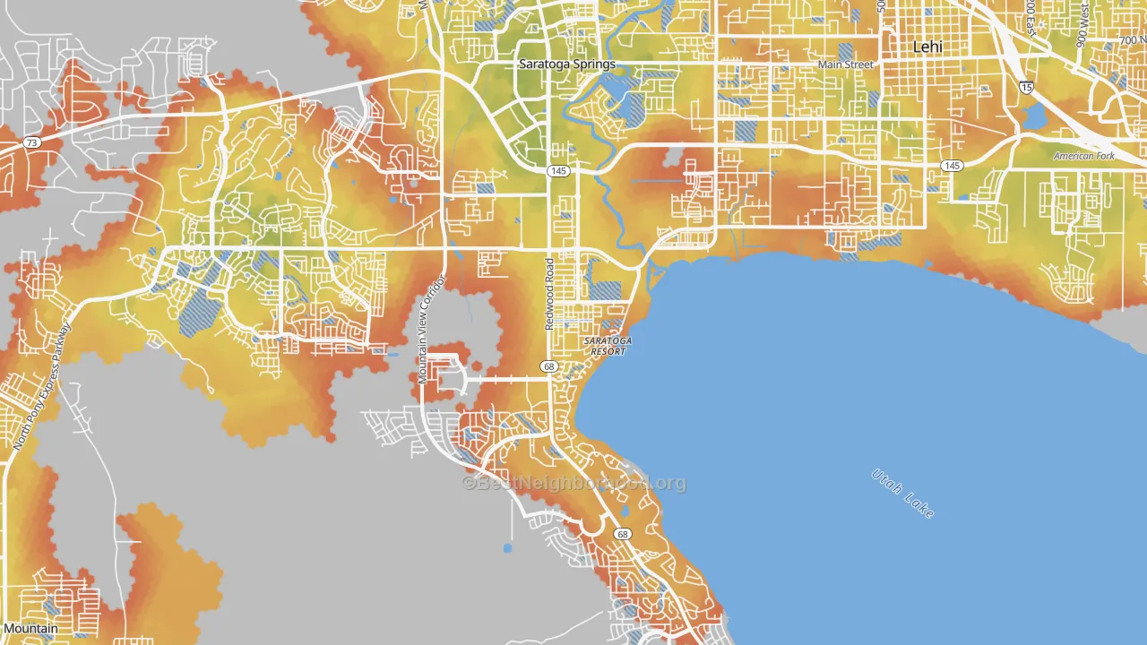 Bike Grade map of Saratoga Springs, UT
