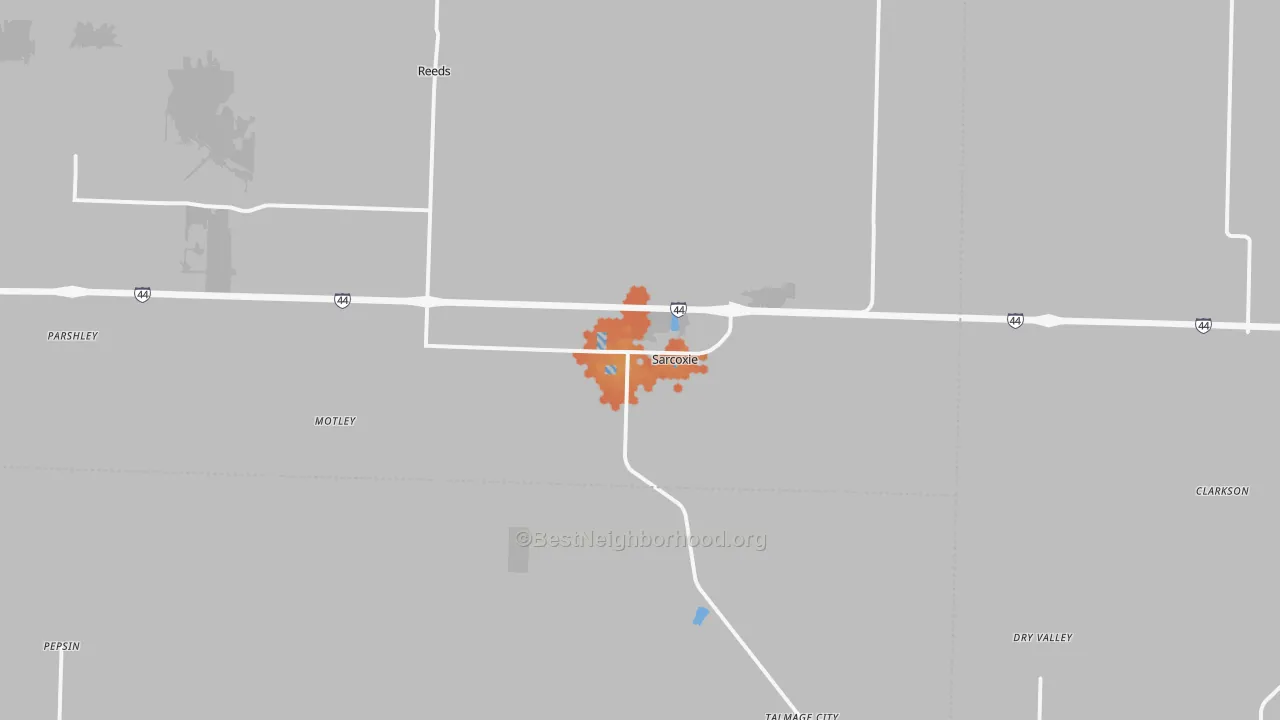 Bike Grade map of Sarcoxie, MO