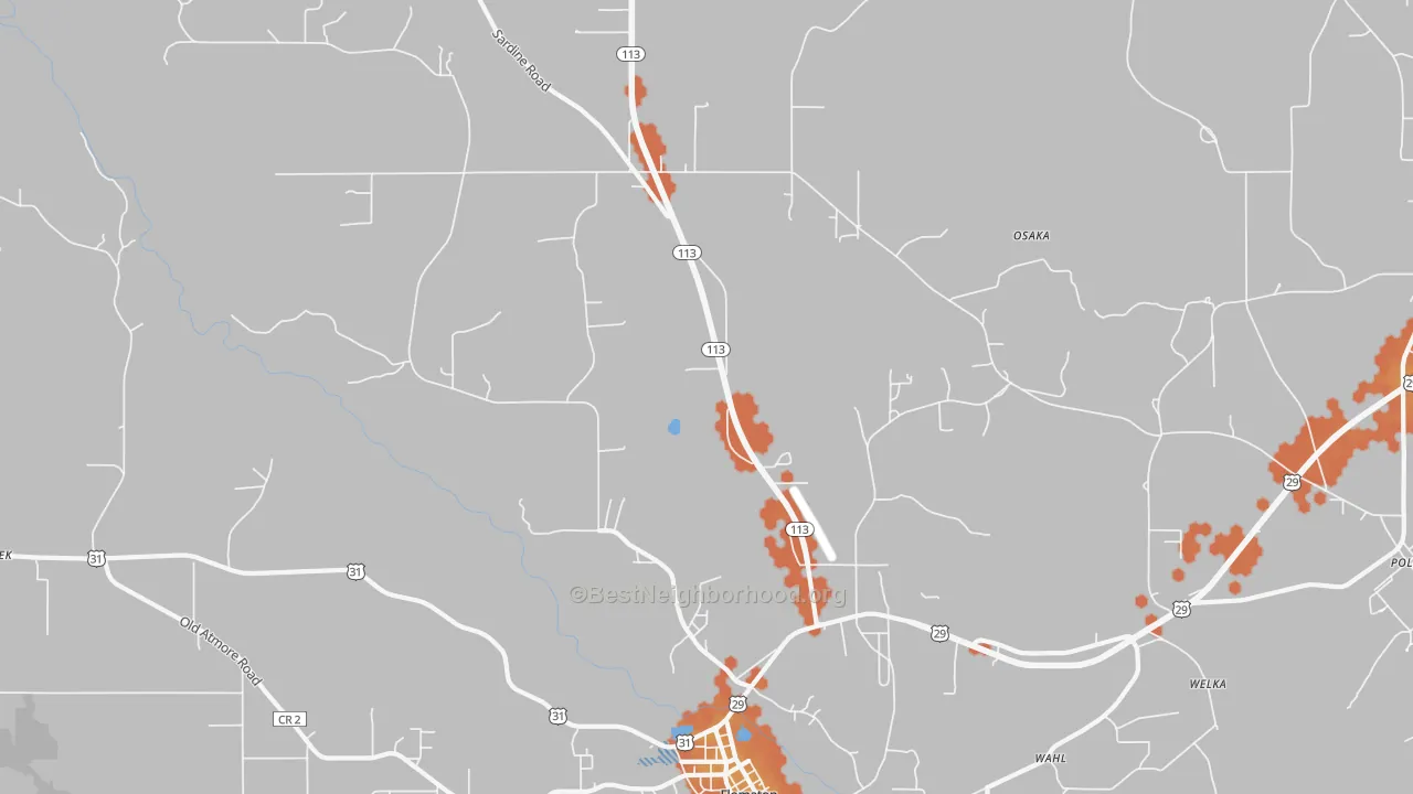 Bike Grade map of Sardine, AL