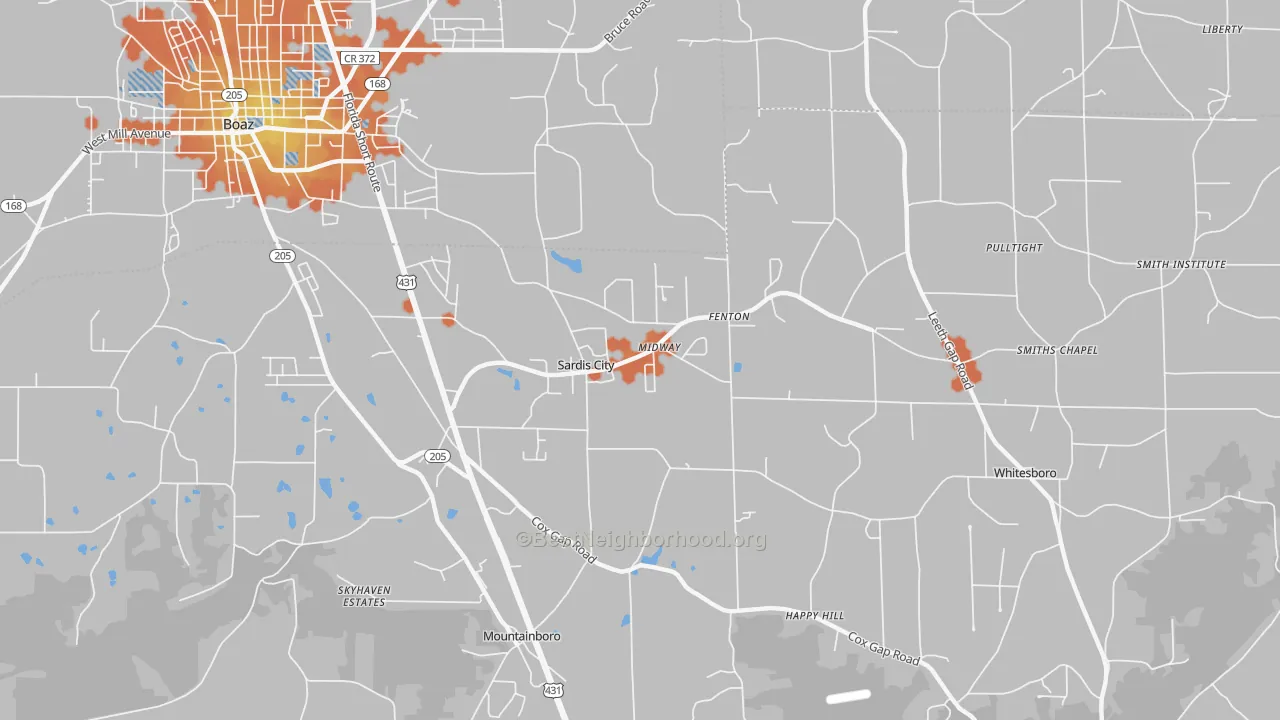 Bike Grade map of Sardis City, AL