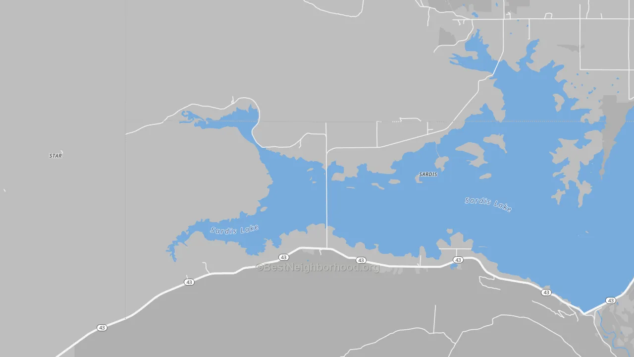Bike Grade map of Sardis, OK