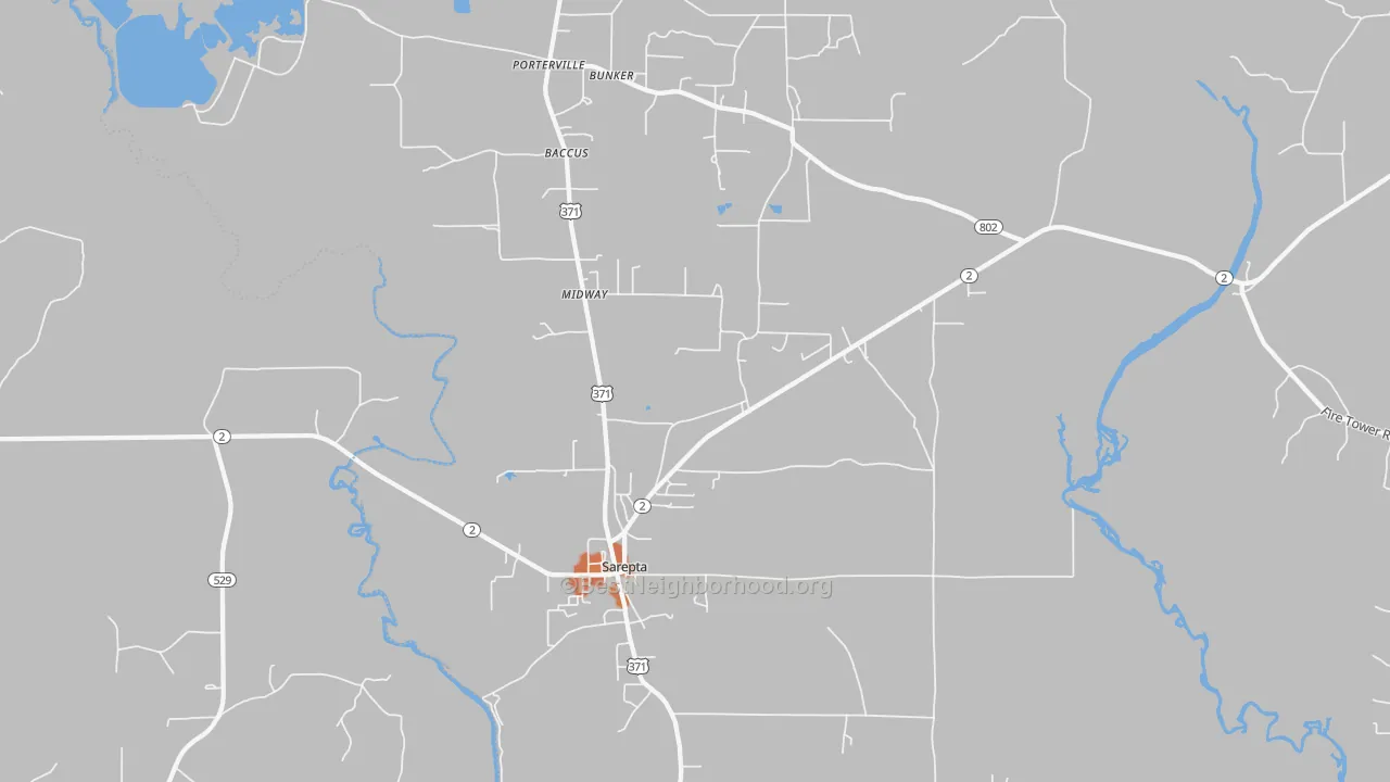 Bike Grade map of Sarepta, LA