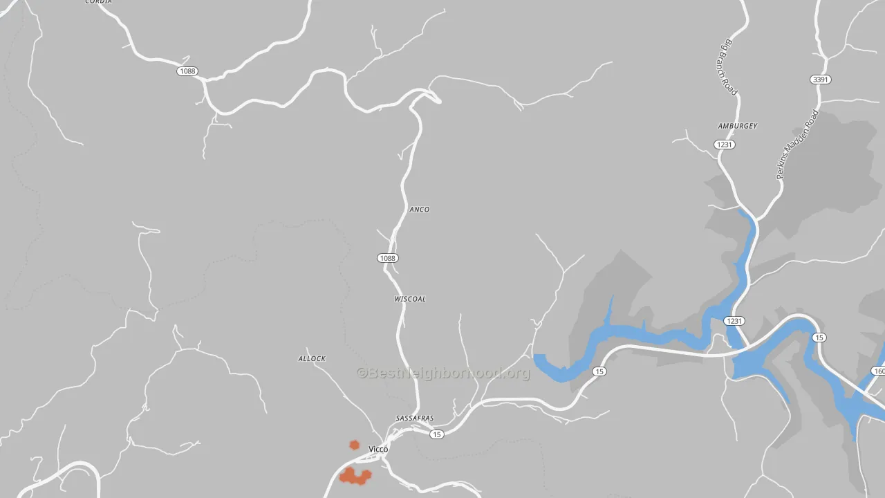 Bike Grade map of Sassafras, KY