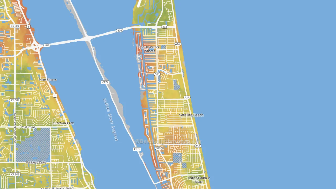 Bike Grade map of Satellite Beach, FL