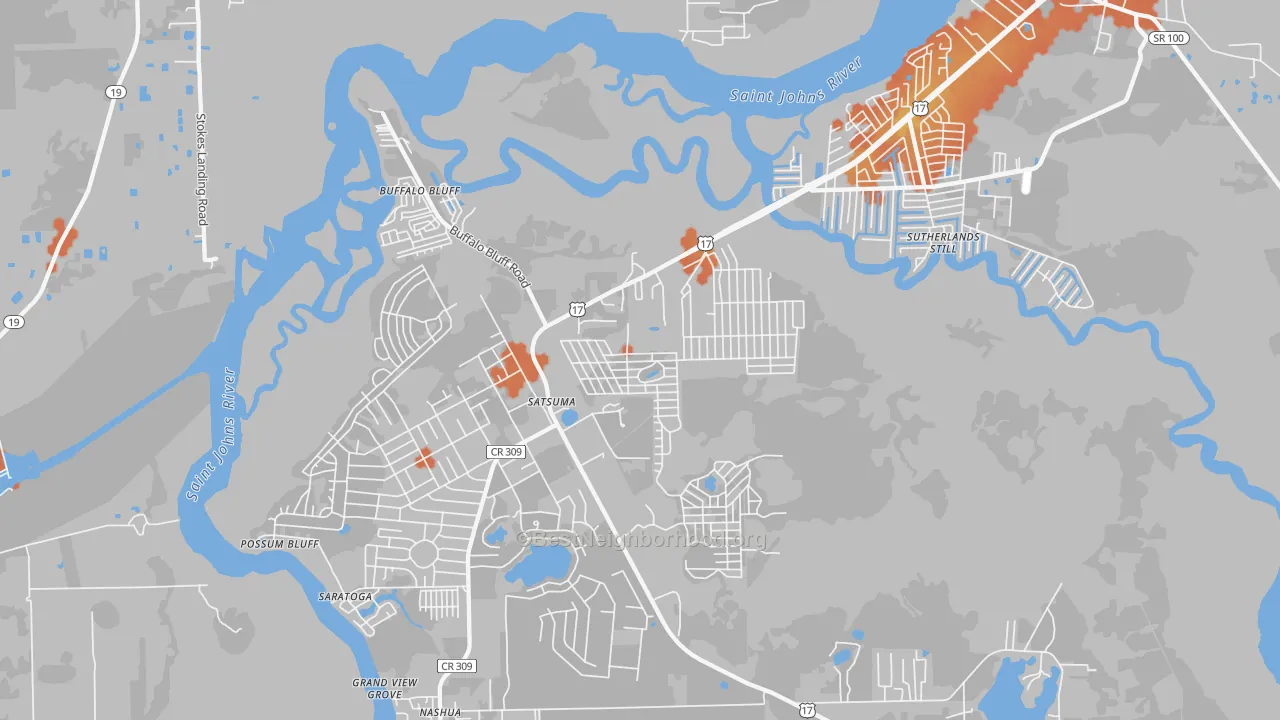 Bike Grade map of Satsuma, FL