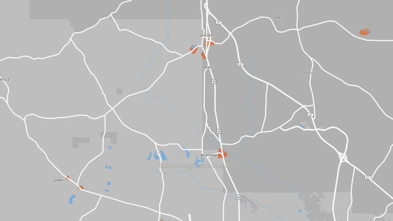 Bike Grade map of Saucier, MS